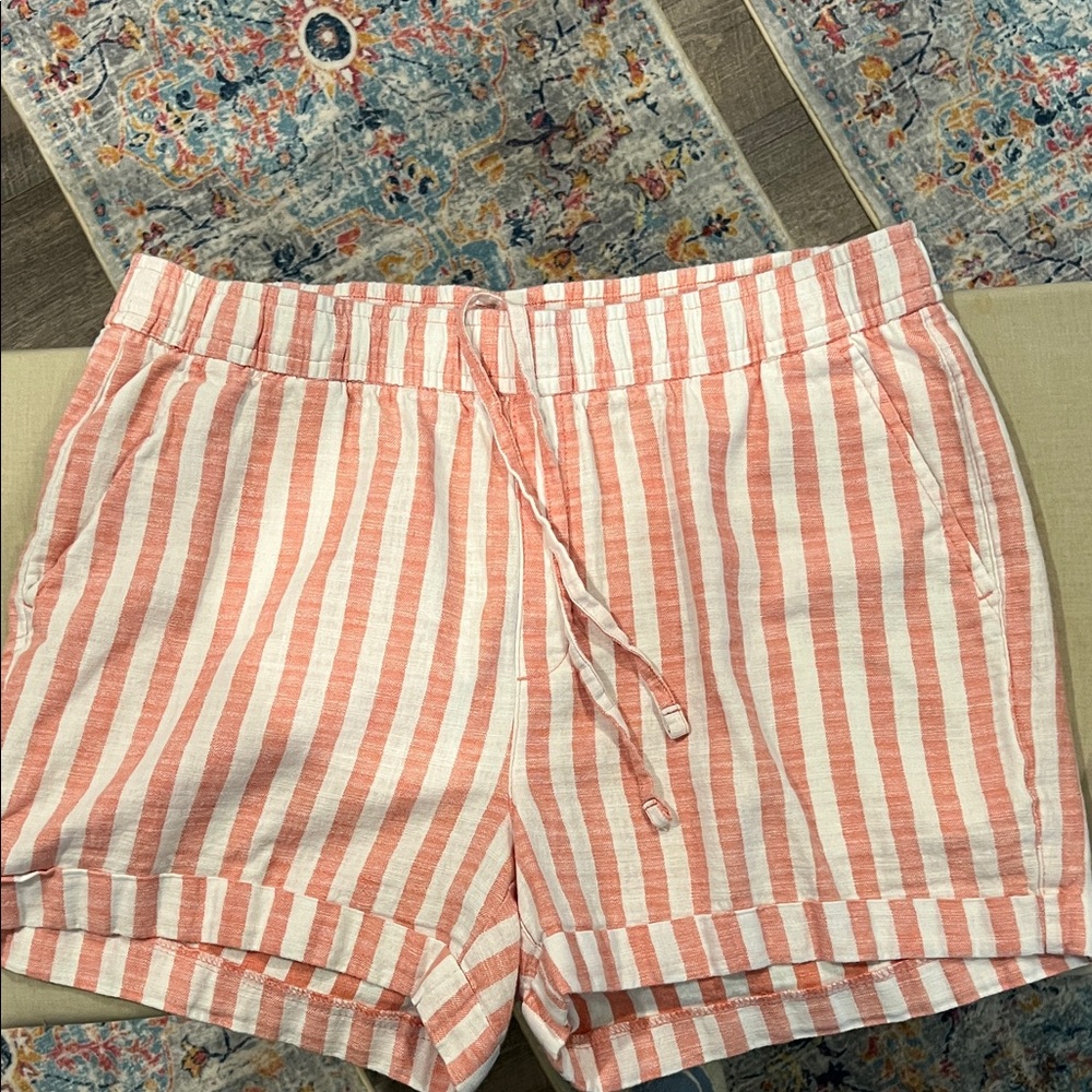 Striped Pink and White Women Shorts